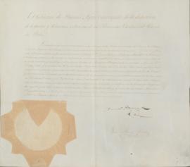 Carta de Plenos Poderes do Governo de Buenos Aires, com nomeação do General Dom Juan Ramón Balcar...