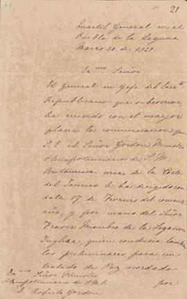 Carta de Juan Antonio Lavalleja (1784-1853), político e militar uruguaio a Robert Gordon (1791-18...