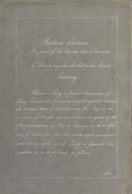 Carta de Ratificação e Aprovação do Presidente dos Estados Unidos da América, do Tratado de Paz, ...