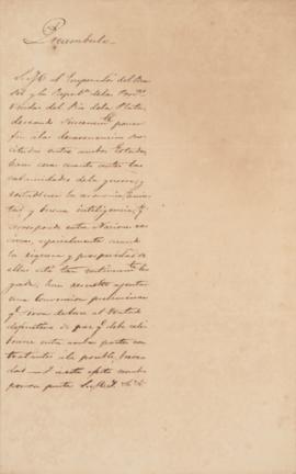 Projeto da Convenção Preliminar de Paz entre o Imperador Dom Pedro I (1798-1834) do Brasil e a Re...