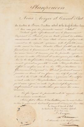 Carta de Plenos Poderes conferida a Charles Perret Gentil, Cônsul-geral da Suíça, para negociar e...