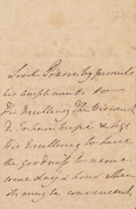 Carta de John Ponsonby (1770-1855), Lorde Ponsonby, a Antônio Luís Pereira da Cunha (1760-1837), ...