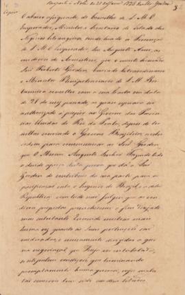 Cópia da carta de João Carlos Augusto de Oyenhausen-Gravenburg (1776-1838), Marquês de Aracaty, a...