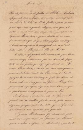 Tradução da carta de John Ponsonby (Lorde Ponsonby) a Antônio Luiz Pereira da Cunha (Visconde de ...
