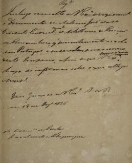 Minuta de despacho enviado para Francisco de Paula Cavalcanti de Albuquerque (1793-1880), viscond...