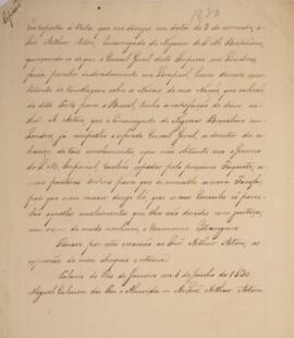 Cópia do despacho datada do dia 8 de junho de 1830 de autoria de Miguel Calmon du Pin e Almeida (...