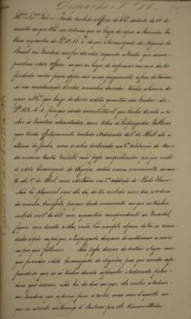 Cópia de ofício enviado por Paulo Barbosa da Silva (1790-1868), para Francisco Carneiro de Campos...