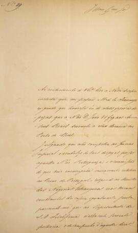 Cópia de ofício enviado por João Antônio Pereira da Cunha (1798-1834) para João Carlos Augusto de...