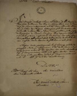 Cópia de nota diplomática, datada de 10 de dezembro de 1824, enviada por José Vicente Santa Anna ...