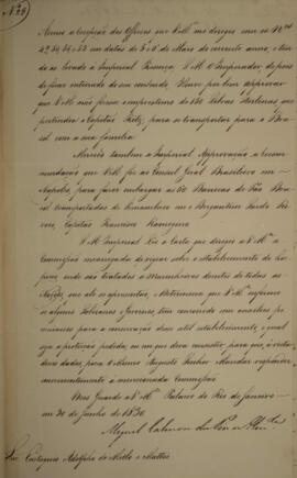 Cópia de despacho n.29 enviado por Miguel Calmon du Pin e Almeida (1794-1865), Marquês de Abrante...