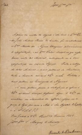 Cópia de ofício n.403 enviado por Domingos Borges de Barros (1780-1855), visconde de Pedra Branca...