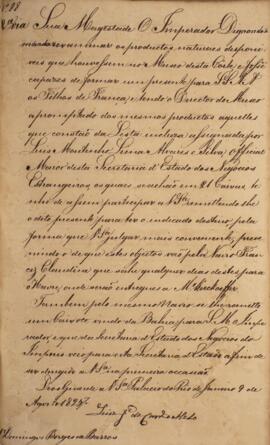 Segunda via de Despacho enviado por Luís José de Carvalho e Mello (1764-1826), Visconde de Cachoe...