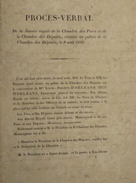 Panfleto original contendo um discurso  de Luís Filipe I (1773 - 1850), Duque d’Orleans, ao presi...