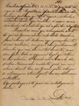 Minuta de despacho datada do dia 13 de outubro de 1830, de autoria de Francisco Carneiro de Campo...