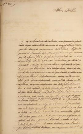 Ofício original, datado de 6 de junho de 1831, enviado por Antônio de Menezes Vasconcellos de Dru...