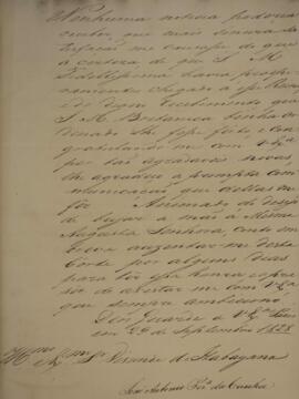 Ofício enviado por João Antônio Pereira da Cunha (1798-1834) para Manuel Rodrigues Gameiro Pessoa...