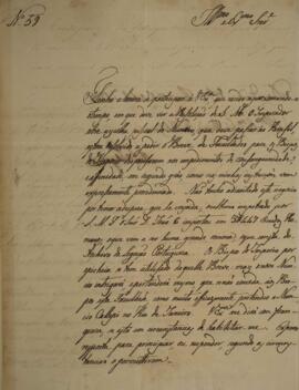 Ofício N.59 enviado por monsenhor Francisco Correia Vidigal (1766-1838), com data de 13 de outubr...