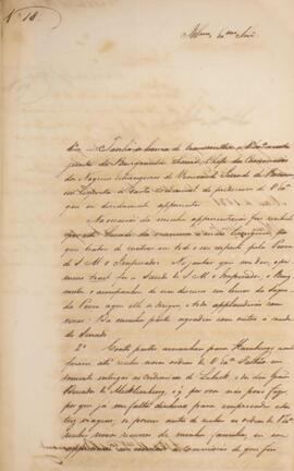 Ofício original, datado de 16 de maio de 1831, enviado por Antônio de Menezes Vasconcellos de Dru...