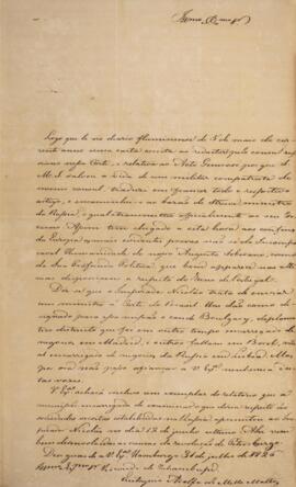 Ofício original, datado de 31 de julho de 1826, enviado por Eustáquio Adolfo de Melo Matos (1795 ...