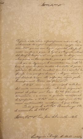 Ofício original, datado de 12 de novembro de 1825, enviado por Eustáquio Adolfo de Melo Matos (17...