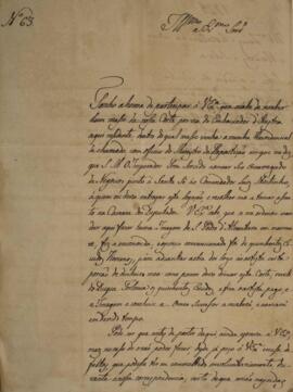 Ofício N.63 enviado por monsenhor Francisco Corrêa Vidigal (s.d-1838) para Manuel Rodrigues Gamei...