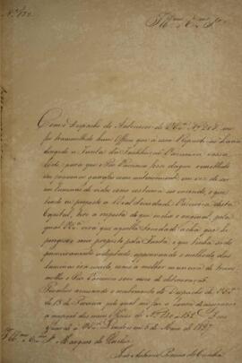 Ofício original enviada por João Antônio Pereira da Cunha (1798-1834) para João Severiano Maciel ...