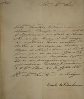 Ofício N.103 enviado por Domingos Borges de Barros (1780-1855), visconde de Pedra Branca, para Ma...