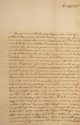 Ofício original, datado de 31 de janeiro de 1827, enviado por Eustáquio Adolfo de Melo Matos (179...