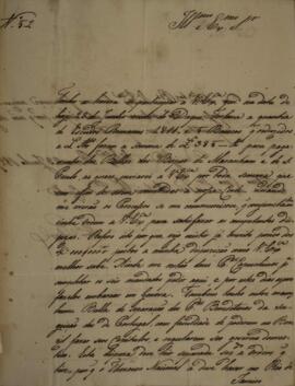 Ofício enviado por monsenhor Francisco Correia Vidigal (1766-1838) para João Antônio Pereira da C...