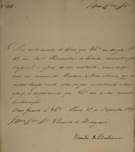 Ofício N.118 enviado por Domingos Borges de Barros (1780-1855), visconde de Pedra Branca, para Ma...