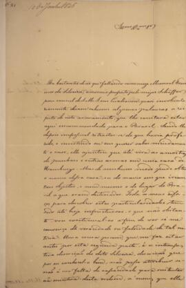 Ofício original, datado de 7 de abril de 1826, enviado por Eustáquio Adolfo de Melo Matos (1795 -...