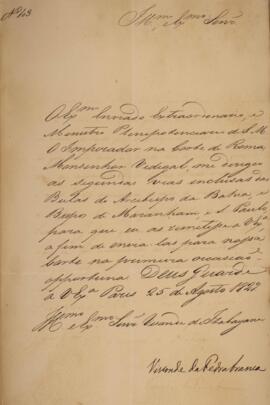 Ofício N.103 enviado por Domingos Borges de Barros (1780-1855), visconde de Pedra Branca, para Ma...