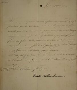 Ofício N.104 enviado por Domingos Borges de Barros (1780-1855), visconde de Pedra Branca, para Ma...