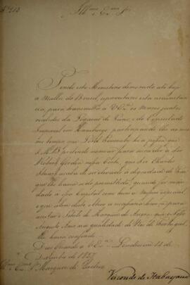 Ofício original enviado por Manuel Rodrigues Gameiro Pessoa (s.d.-1846), Visconde de Itabayana, p...