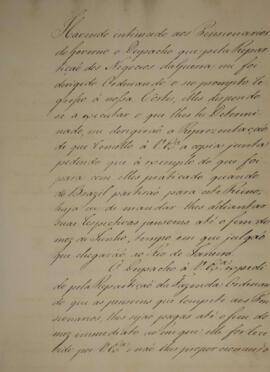 Ofício enviado por João Antônio Pereira da Cunha (1798-1834) para Manuel Rodrigues Gameiro Pessoa...