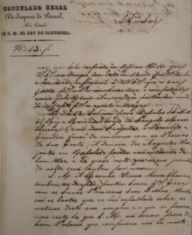 Ofício original enviado por José Matheus Nicolay para Francisco Muniz Tavares (1793-1876) em 16 d...