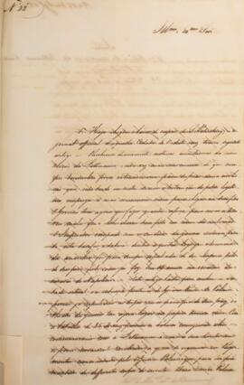 Ofício original, datado de 8 de junho de 1831, enviado por Antônio de Menezes Vasconcellos de Dru...