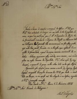 Ofício N.62 enviado por monsenhor Francisco Correia Vidigal (1766-1838) para Manuel Rodrigues Gam...