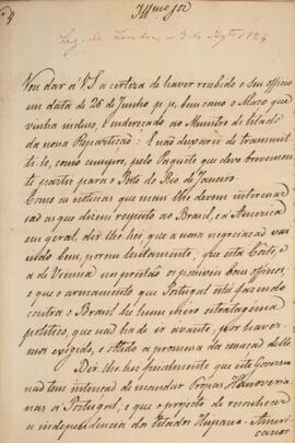 Despacho original enviado por Manuel Rodrigues Gameiro Pessoa (s.d.-1846), Visconde de Itabayana,...