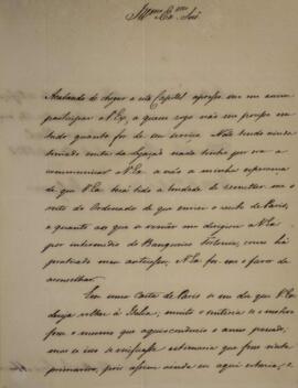 Ofício enviado por Luiz Moutinho de Lima Álvares e Silva (1792-1863) para Manuel Rodrigues Gameir...