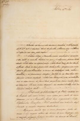 Ofício original, datado de 26 de agosto de 1831, enviado por Antônio de Menezes Vasconcellos de D...