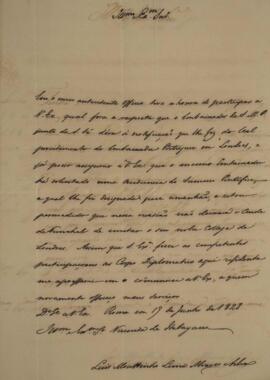 Ofício enviado por Luiz Moutinho de Lima Álvares e Silva (1792-1863) para Manuel Rodrigues Gameir...