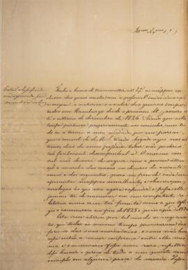 Ofício original, datado de 6 de janeiro de 1827, enviado por Eustáquio Adolfo de Melo Matos (1795...