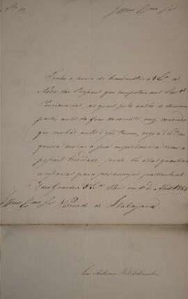 Ofício N.10 enviado por João Antônio Pereira da Cunha (1798-1834) para Manuel Rodrigues Gameiro P...