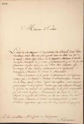 Nota diplomática original n° 2814 endereçada a Manuel Rodrigues Gameiro Pessoa (1800-1846), Visco...