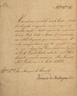 Ofício original n° 42 enviado por Manuel Rodrigues Gameiro Pessoa (1800-1846) para Antônio Teles ...