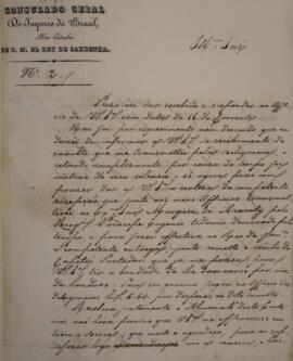 Ofício original enviado por José Matheus Nicolay para Francisco Muniz Tavares (1793-1876) em 20 d...