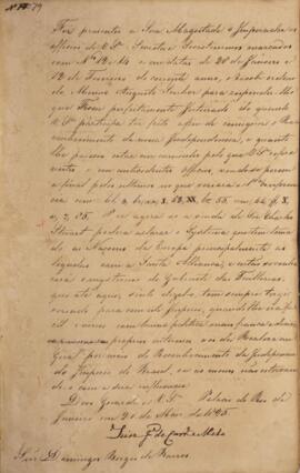 Despacho original nº 79 datado de 20 de maio de 1825 em que Luiz José de Carvalho e Mello (1764-1...