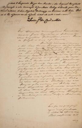 Carta patente original enviada por Alexandre Cunningham, datada de 06 de dezembro de 1821, refere...