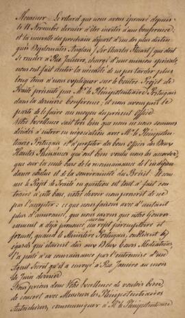 Cópias de notas diplomáticas, datadas de 10 e 14 de fevereiro de 1825, enviadas por Manuel Rodrig...